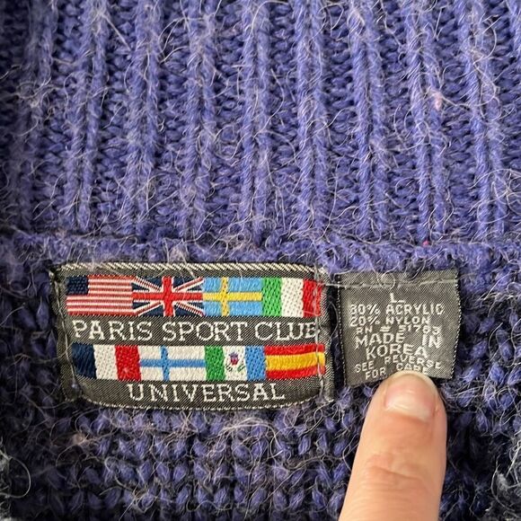 Vintage Paris Sports Club Purple Sweater Large - Picture 4 of 5